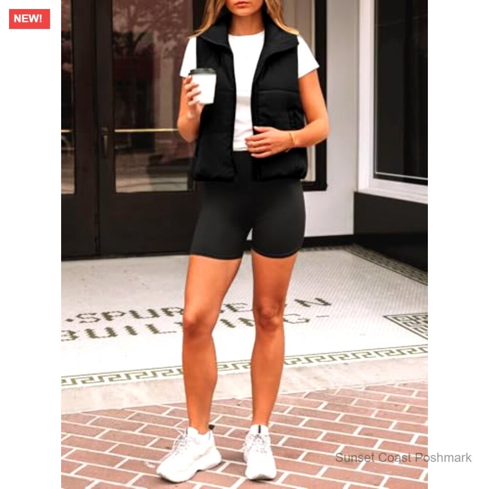 Cropped Puffer Vest, Sleeveless Gilet for Fall Winter Spring Outerwear - Picture 5 of 7